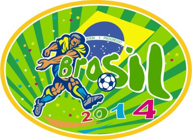 Brezilya 2014 futbol Futbol oyuncu oval retro