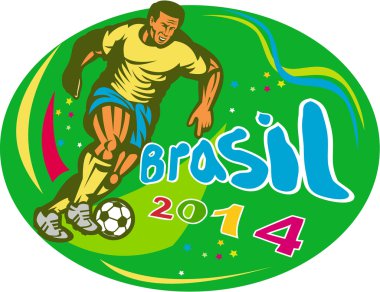 Brezilya 2014 Futbol Futbolcusu Run Retro
