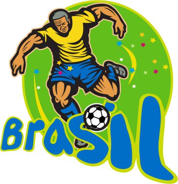 Brezilya Futbolcusu Topa Tekmeleyen Retro
