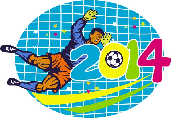 Brazil 2014 Goalie Football Player Retro — Stock Vector