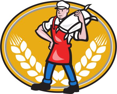 Flour Miller Carry Sack Wheat Oval clipart