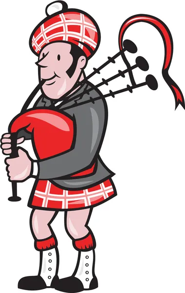 Scotsman Bagpiper Bagpipes Desenhos animados — Vetor de Stock