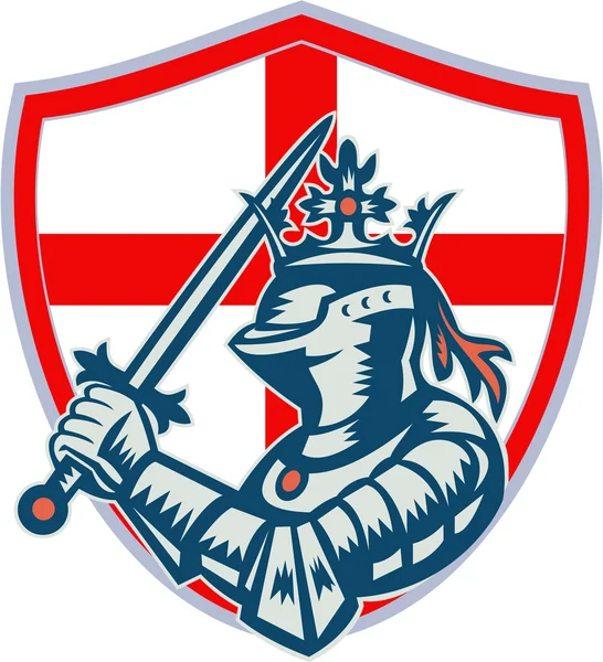 英语骑士与剑的复古全套的盔甲 — 图库矢量图片