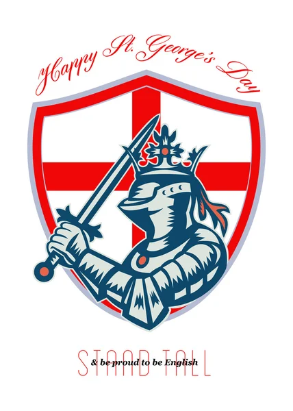 Proud to Be English Happy St George Day Shield Card — Stock Photo, Image