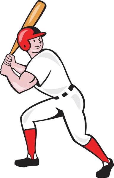 Béisbol jugador murciélago lado aislado de dibujos animados — Vector de stock