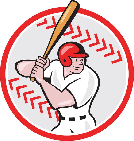 Honkbal speler batting bal cartoon — Stockvector