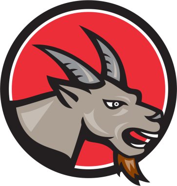 öfkeli keçi kafa daire retro