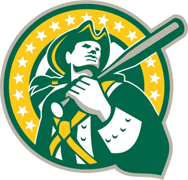 Giocatore di baseball americano Patriot Green Gold Retro — Vettoriale Stock