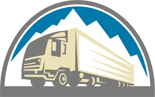 Camión contenedor y remolque retro — Vector de stock