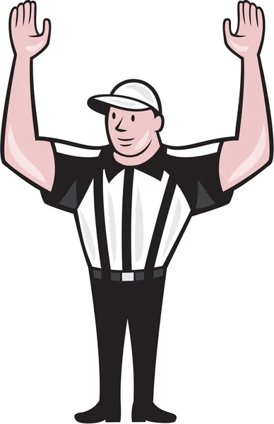 American Football Referee Touchdown Cartoon — Stock Vector