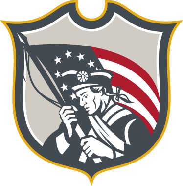 vatansever holding Amerikan bayrağı retro kalkan