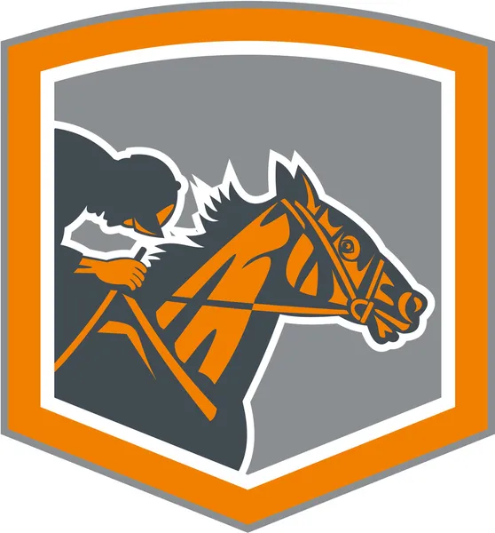 Jockey Horse Racing Shield Retro — Stock Vector