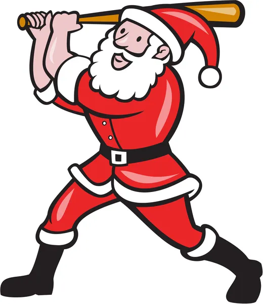 Santa honkballer batting geïsoleerde cartoon — Stok Vektör