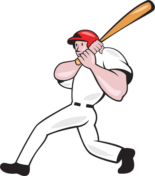 Baseballspieler Fledermaus suchen Seite isoliert Karikatur — Stockvektor