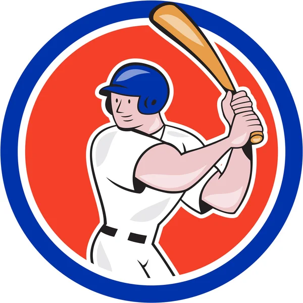 Baseball Player Batting Circle Side Cartoon — Stock Vector