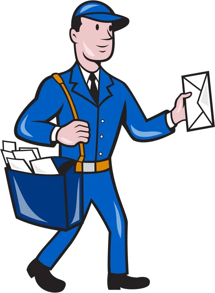 Mailman Postman Delivery Worker Isolated Cartoon — Stock Vector