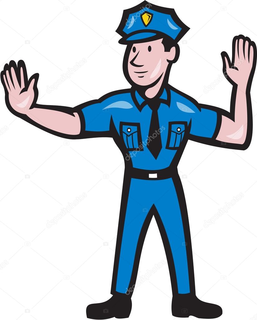 Traffic Policeman Stop Hand Signal Cartoon Stock Vector Image by  ©patrimonio #44065289