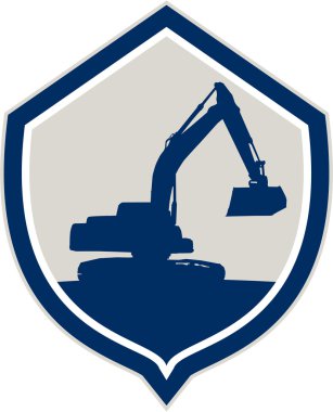 Mechanical Digger Excavator Shield Retro clipart