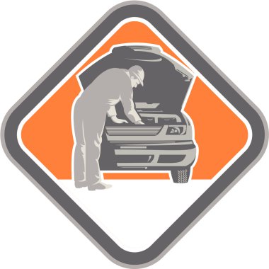 Otomotiv mekanik araba tamir gravür