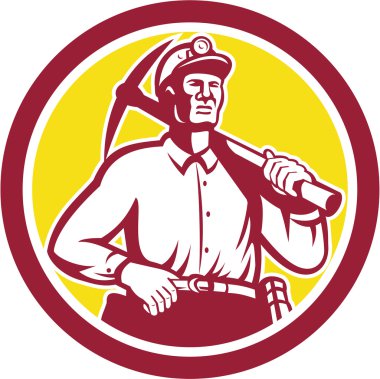 kömür madenci kask ile balta açık daire almak