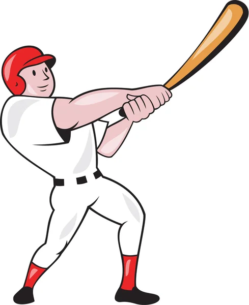 Baseball Player Swinging Bat Cartoon — Stock Vector