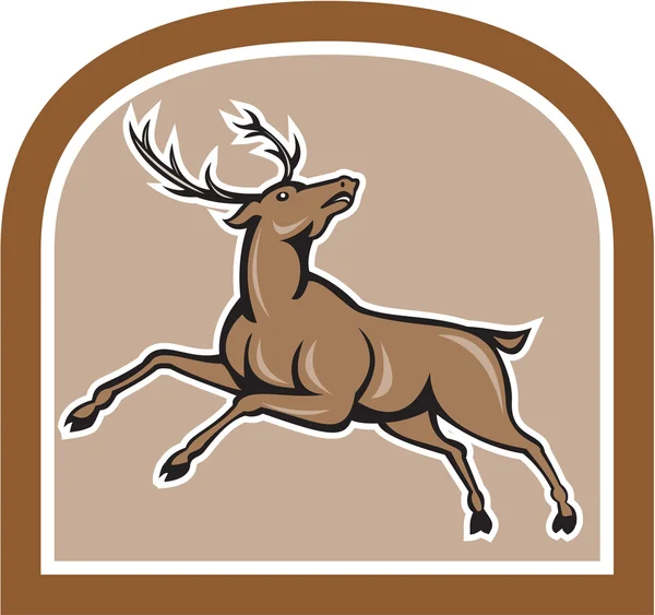 Stag Deer Looking Up Jumping Cartoon — Stock Vector