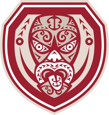 Maori dilini kalkan retro maske