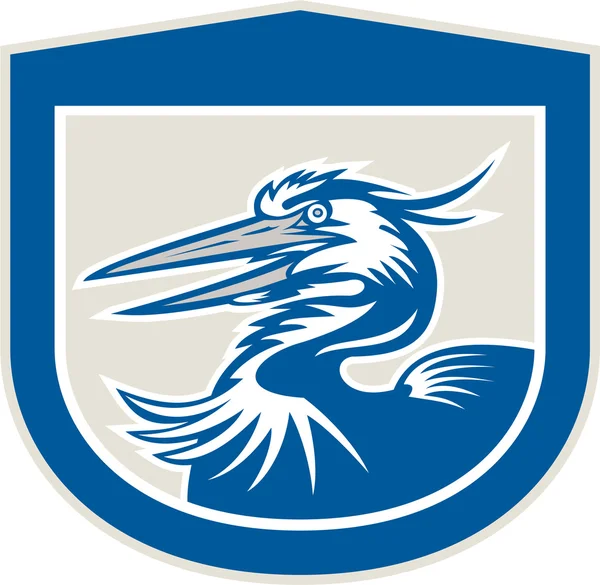 Great Blue Heron Head Shield Retro — Διανυσματικό Αρχείο