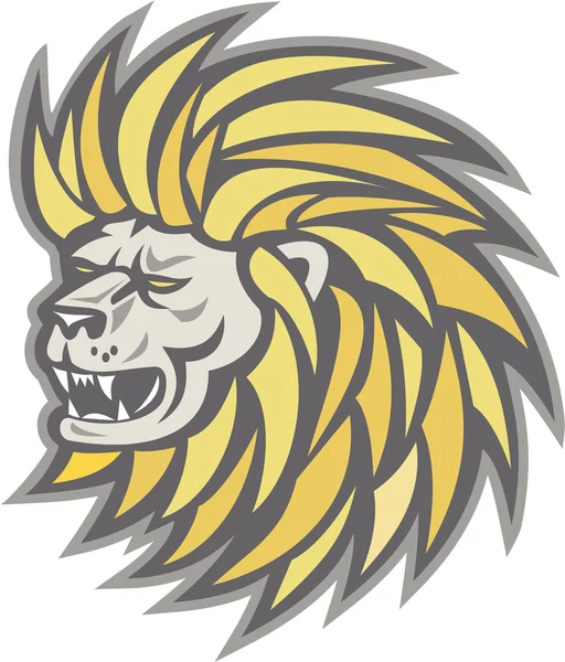 Tête de lion avec manne fluide rétro — Image vectorielle