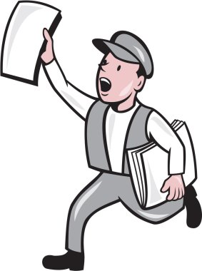 Newsboy Selling Newspaper Isolated Cartoon clipart