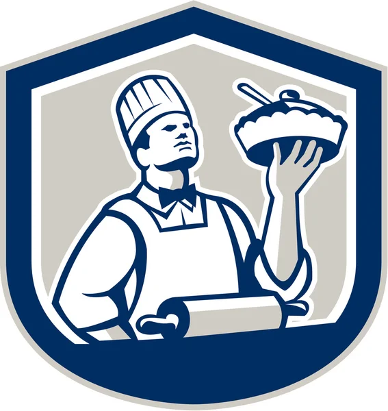 Kuchař kuchař plechový horské držák retro — Stockový vektor