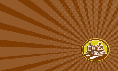 Kartvizit çiftçi sürücü vintage traktör oval retro