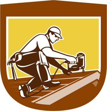 çatı ustası çatı işçisi crest kalkan retro