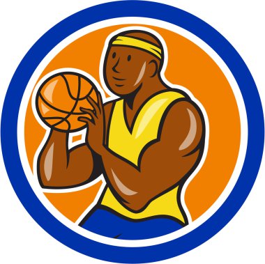 karikatür daire çekim Afro-Amerikan basketbol oyuncusu