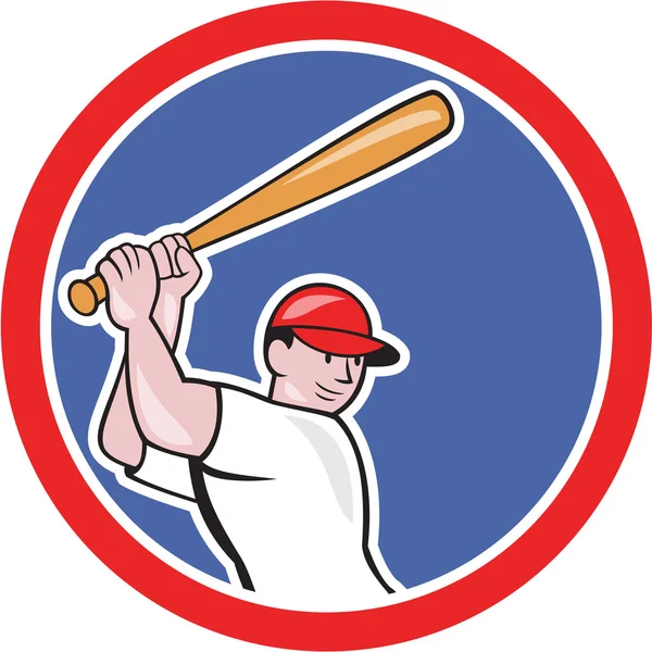 Jogador de beisebol Círculo de rebatidas Cartoon — Vetor de Stock