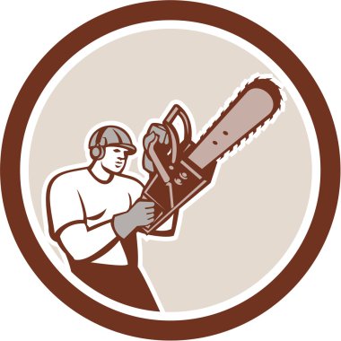 Oduncu ağaç cerrahı Arborist Chainsaw daire Retro