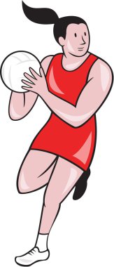 netball oyuncu topu izole karikatür yakalamak