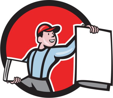 Newsboy Selling Newspaper Circle Cartoon clipart