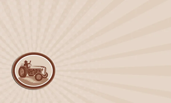 Wizytówka wzór zagroda ciągnika kierowca macha koło retro — Zdjęcie stockowe