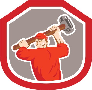Unie werknemer opvallend smashhammer schild retro