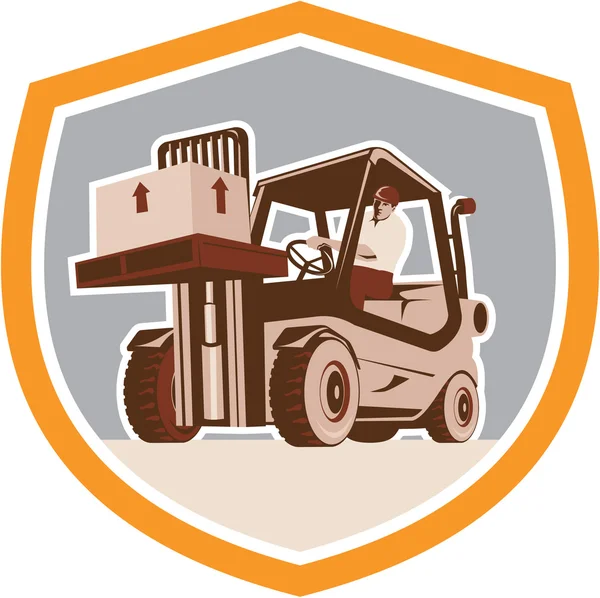 Wózek widłowy ciężarówka materiałów obsługi logistyki Tarcza — Wektor stockowy