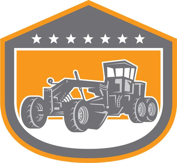 Retro Road grader escudo — Archivo Imágenes Vectoriales