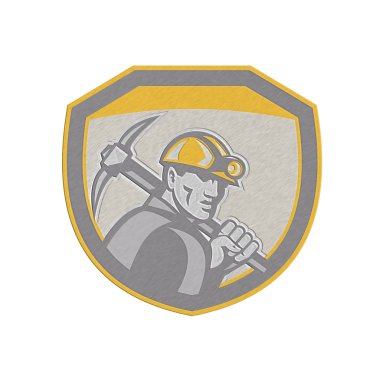 Metalik kömür madenci hardhat Pick balta kalkan retro holding