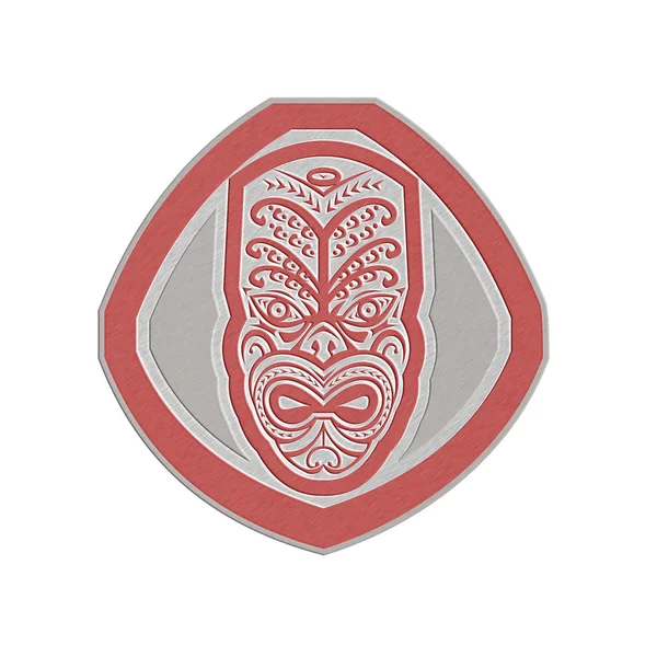 Máscara maorí metálica Escudo frontal Retro —  Fotos de Stock