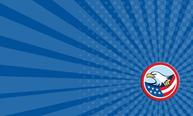 Kartvizit Amerikan kel kartal bayrağı tutarak retro daire