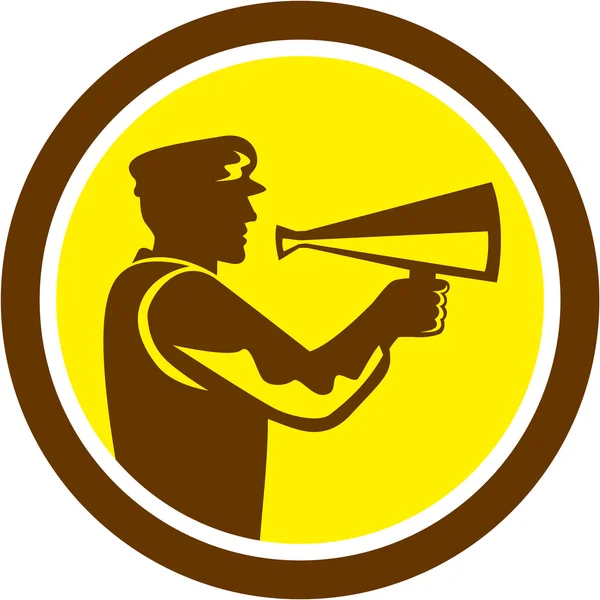 Director de cine Bullhorn Side Circle Retro — Vector de stock