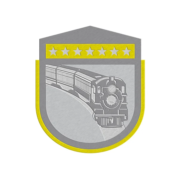 Escudo retro de locomotora de tren de vapor metálico — Foto de Stock