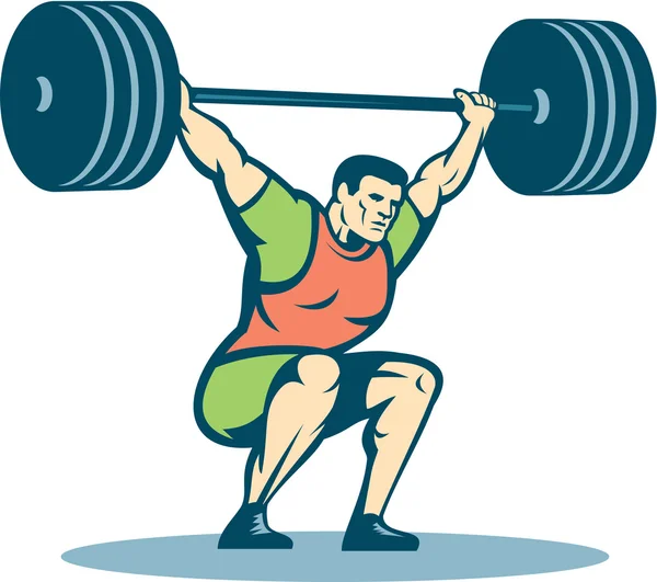 Levantador de pesas Levantamiento Barbell Retro — Vector de stock