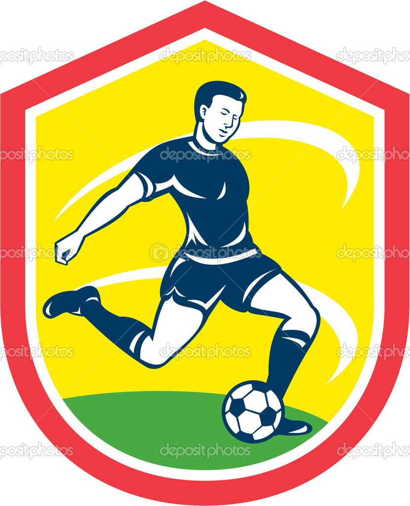 Soccer Player Kicking Ball Retro