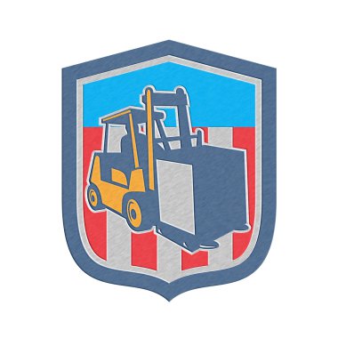 Metalik forklift kamyon malzeme lojistik kalkan retro